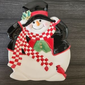 Fitz and Floyd Holly Jolly Snowman plate